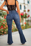 High Waisted Bootleg Ripped Knee Jeans (Denim Blue)